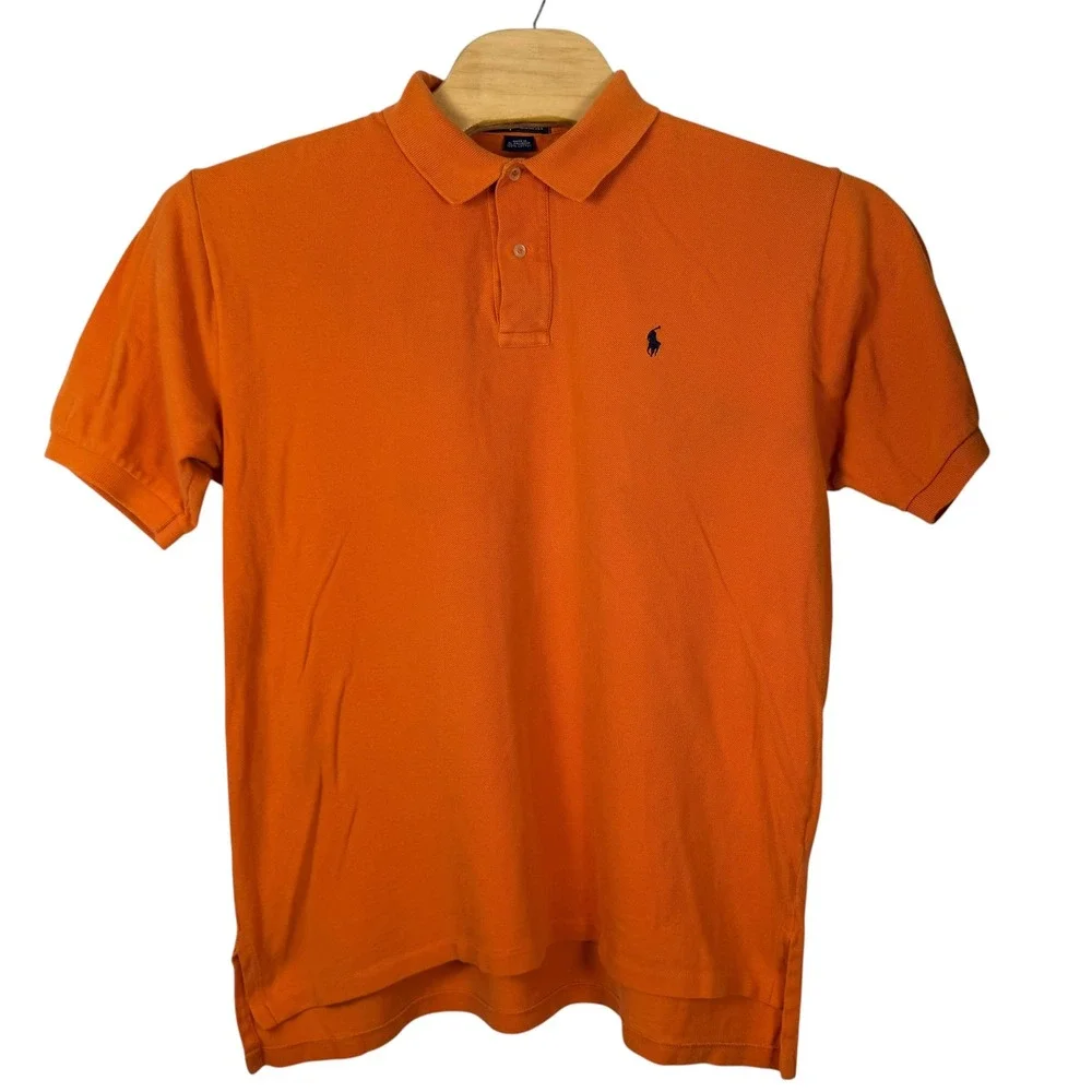 Vintage Polo Ralph‎ Lauren Polo Shirt Mens L Orange Embroidered Pony Cotton Golf